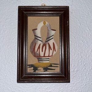 Vintage Framed painting of wedding vase • signed by artist on the back